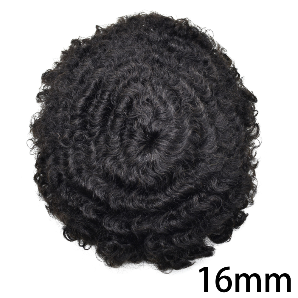 Goldman Mens Full Lace Afro American Wave Toupees - Indian Human Hair, Undetectable Hair Systems