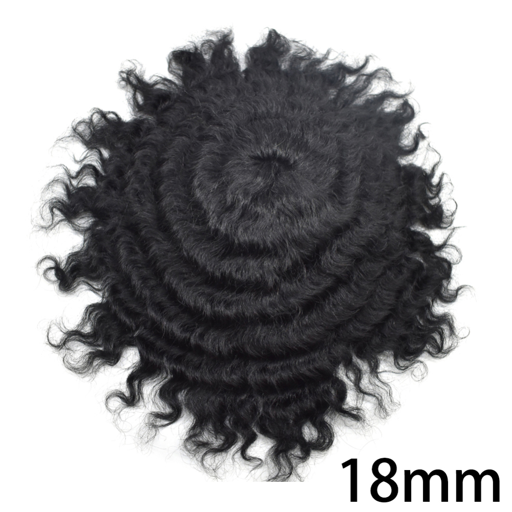 Goldman Mens Full Lace Afro American Wave Toupees - Indian Human Hair, Undetectable Hair Systems