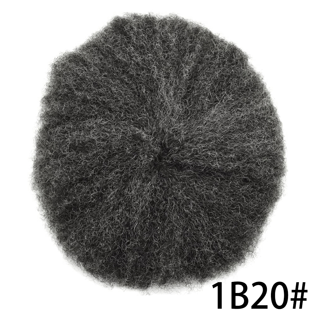 African American Afro Hair Systems Toupee For Black Men Brazilian Remy Human Hair Full Poly SKIN Man Weave Balding Mens Custom Hair Unit 8X10inch Male ALL PU Hair Replacement with weaves