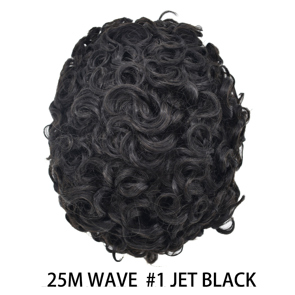 Goldman Mens Lace Afro Hair Unit For Black Men With Clear PU American Wave Toupees - Indian Human Hair, Undetectable Hair Systems