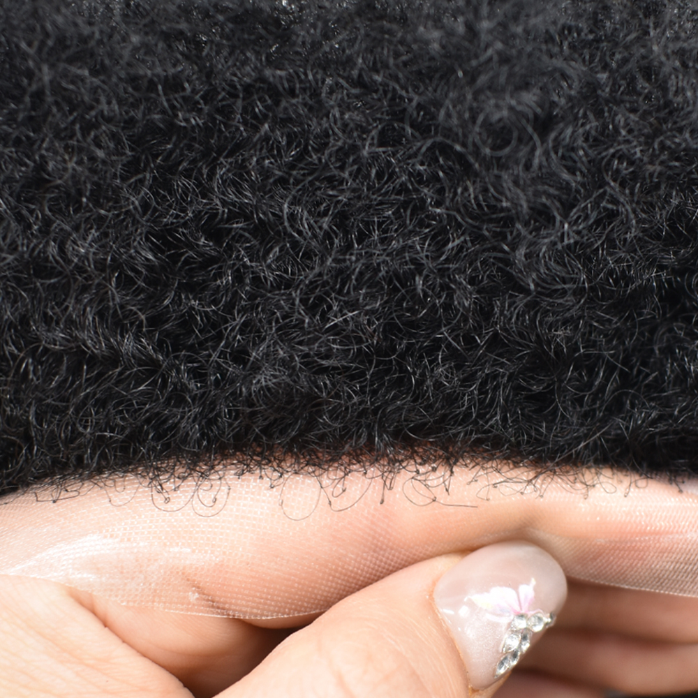 Goldman Mens Swiss Welded Lace Toupee Afro Hair Unit For Black Men American Wave Toupees - Indian Human Hair, Soft Hair Systems