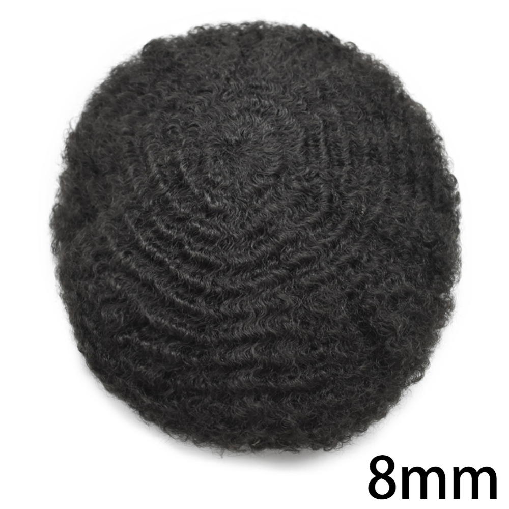 【Goldman Hair】Hair Piece Toupee For Men 100% Virgin Human Hair Replacement Systems Curly Fine Mono Mens Toupee With Clear PU Coated Hair Units For Men