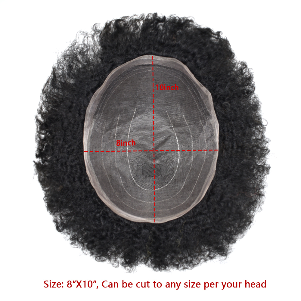 Goldman Mens Swiss Welded Lace Toupee Afro Hair Unit For Black Men American Wave Toupees - Indian Human Hair, Soft Hair Systems