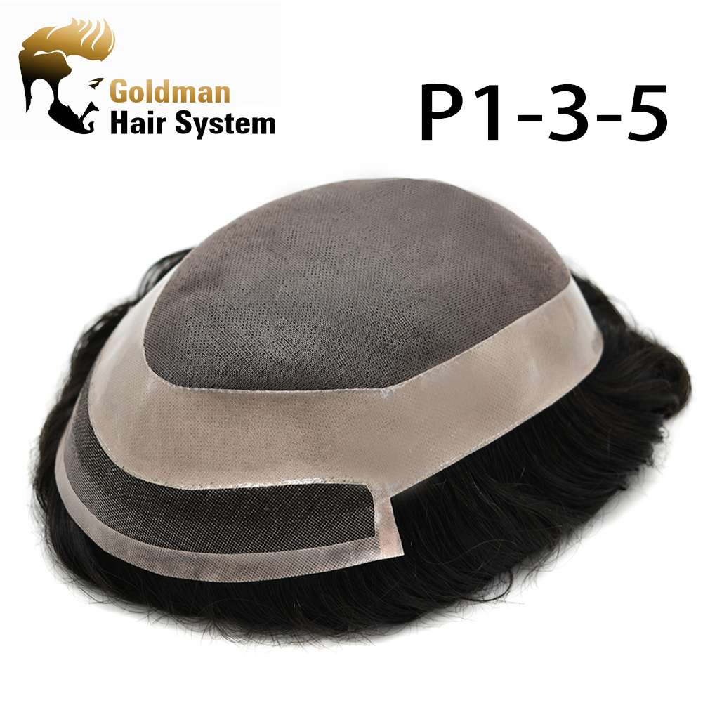 Goldman Travel-Suitable Hairpiece P1-3-5 | Welded Lace Front & Fine Mono System - Effortless Maintenance Hair Replacement for Frequent Flyers