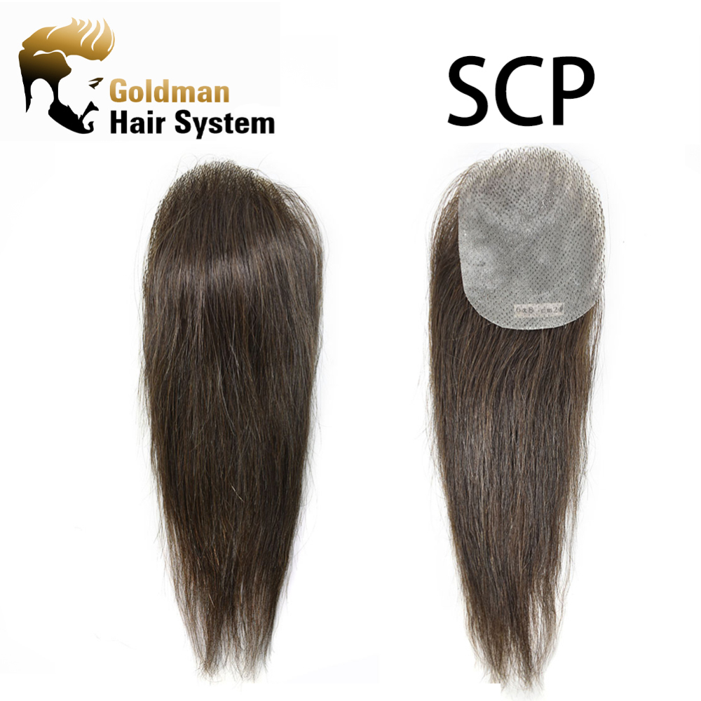 Poly Skin Bald Spot Hair Patch Natural Hair Replacement Unit For Hairline 100% Remy Human Hair Transparent Skin Toupee Hair Patch Hair Systems