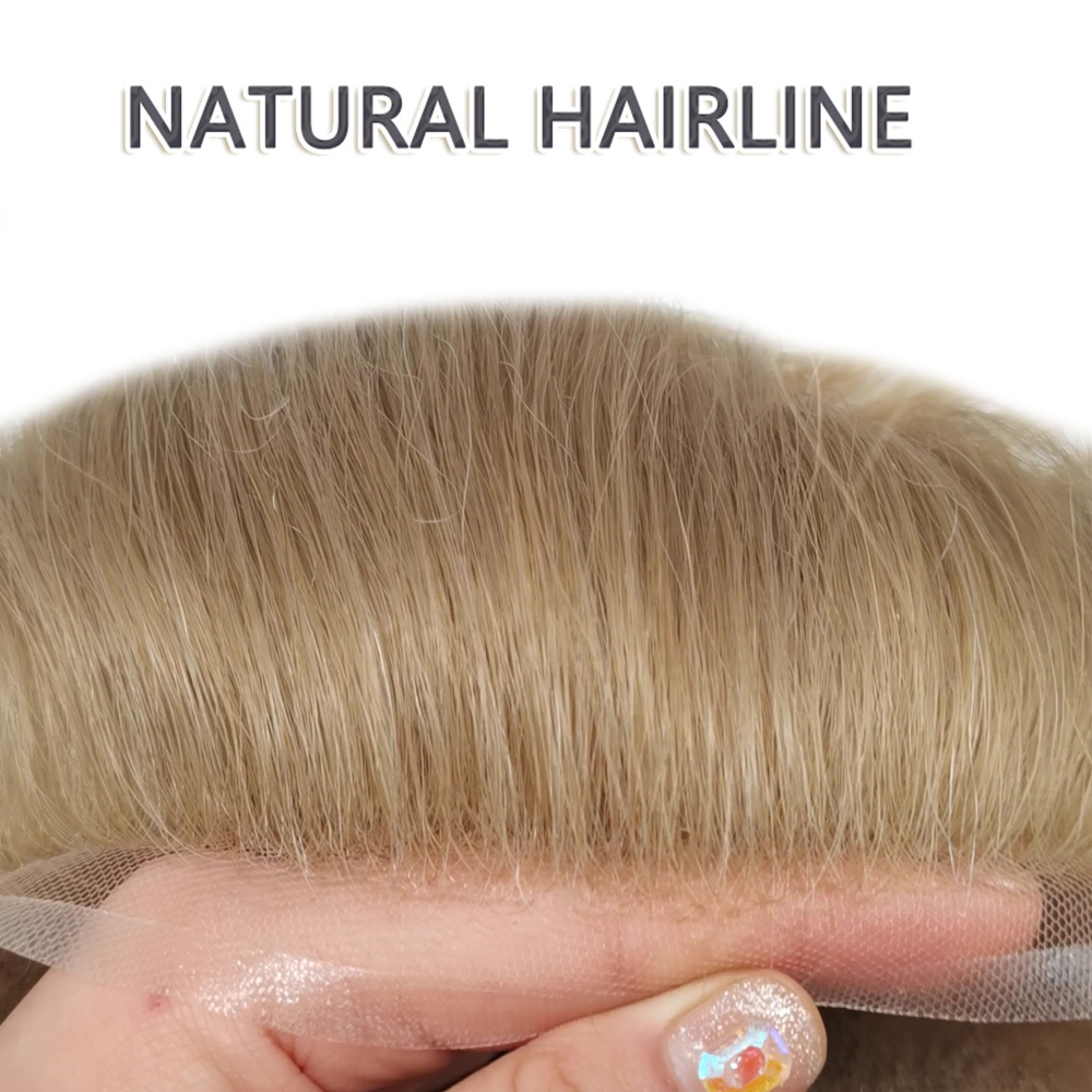 Goldman Q6 Men's Hairpiece | Custom Color Match (Black to Blonde) | French Lace Front & 3" Transparent PU Back