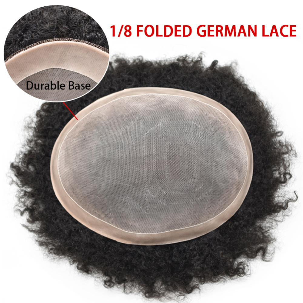 【Goldman Hair】Afro Toupee For Black Men Hair Unit Durable Fine Monofilament Mens Hair System Pu Around Kinky Coily Afro Mens Hairpiece African American Men Afro Toupee