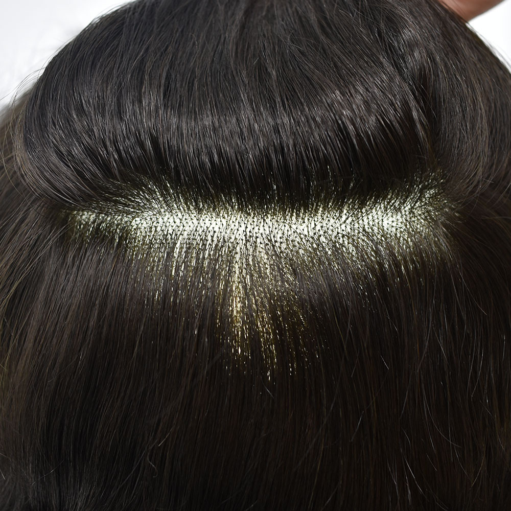 Goldman Men's Indian Remy Hair Toupee A-1 | Fine Mono Base, Natural Poly Coating | Durable, Comfortable Replacement Wig for Men