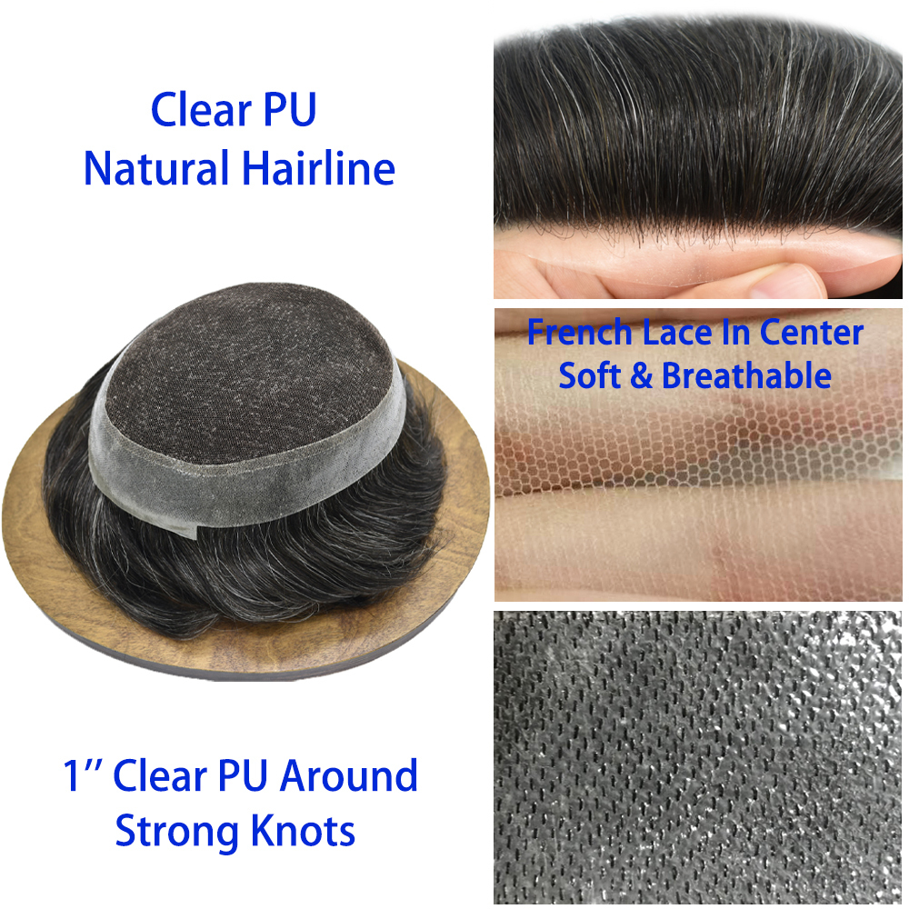 Goldman Hybrid Hair System AUSTRALIA Model | French Lace Center & PU Edge for Strong Hold, Gym/Swimming/Sweat-Resistant
