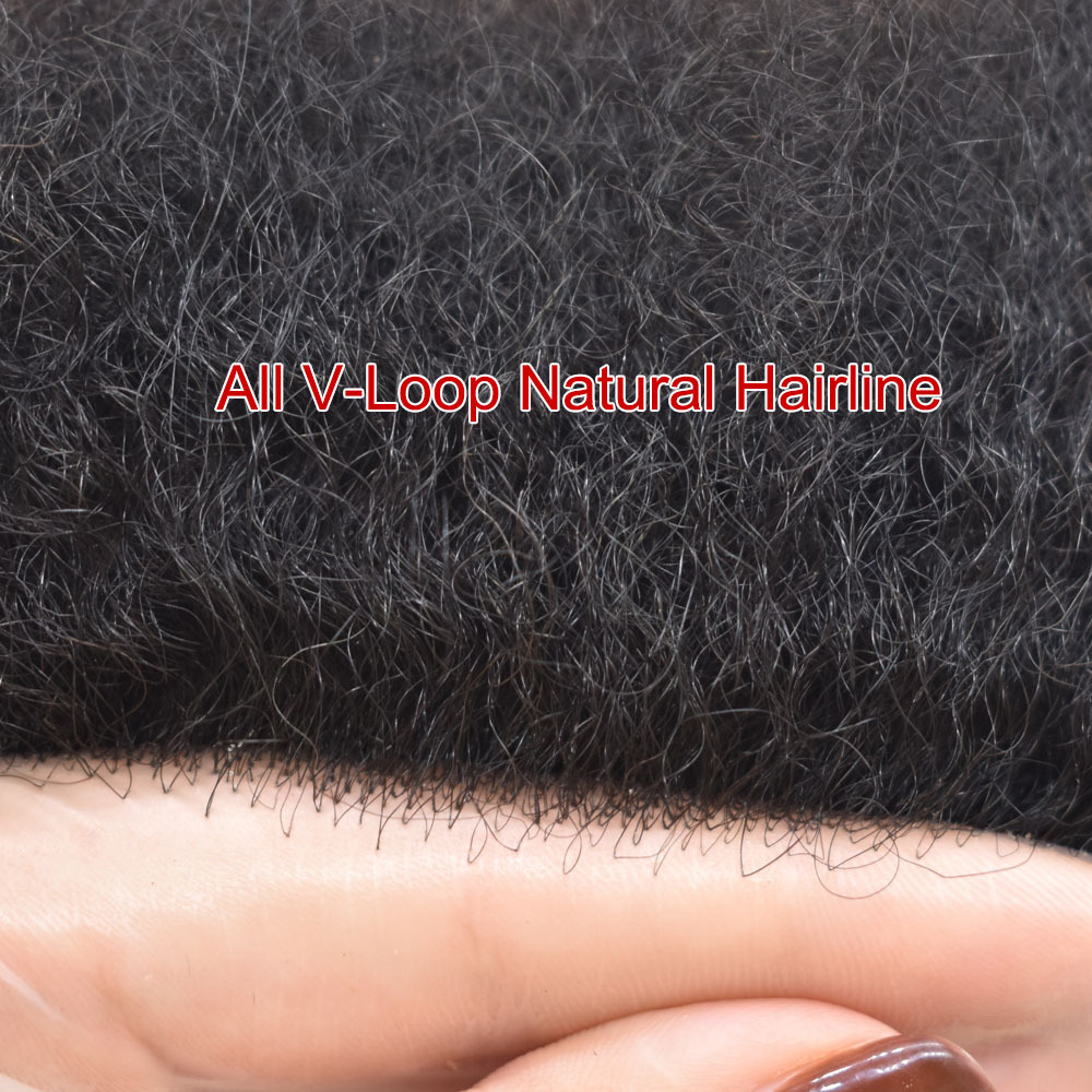 【Goldman Hair】Afro Toupee For Black Men Hair Unit Ultra Thin Skin Hair System Afro Black Mens Hairpiece African American Men Afro Toupee Hair Unit