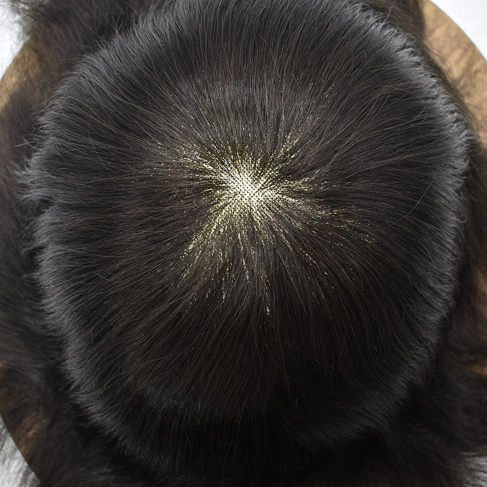 Goldman Premium Mono Lace Hair System Toupee TS-3 |Surgical Grade Fine Mono Center | Mens Toupee Hair Replacement System Men Hairpieces PU Around Natural Hairline Mens Hair Piece Toupee