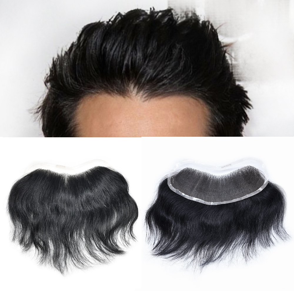 Frontal Hairpiece For Men Full Swiss Lace Frontal Hairpiece Real Human Hair Forehead Hair Piece Frontal Hair Replacement System Receding Forehead Hairline
