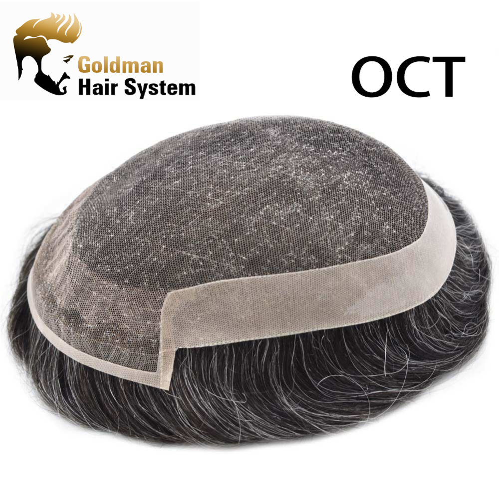 Goldman Non Surgical OCTAGON French Lace Hair System For Men, Invisible Hairline Lace Front Mens Toupee, Real Natural Hair Replacement Pieces For Men