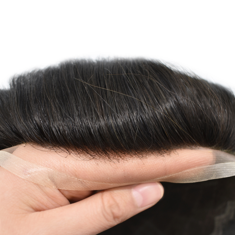 【Goldman Hair】Toupee For Men Real Human Hair Soft Welded Lace Base Human Hair Hairpiece Bleached Knot Natural Hairline Hair Replacement System