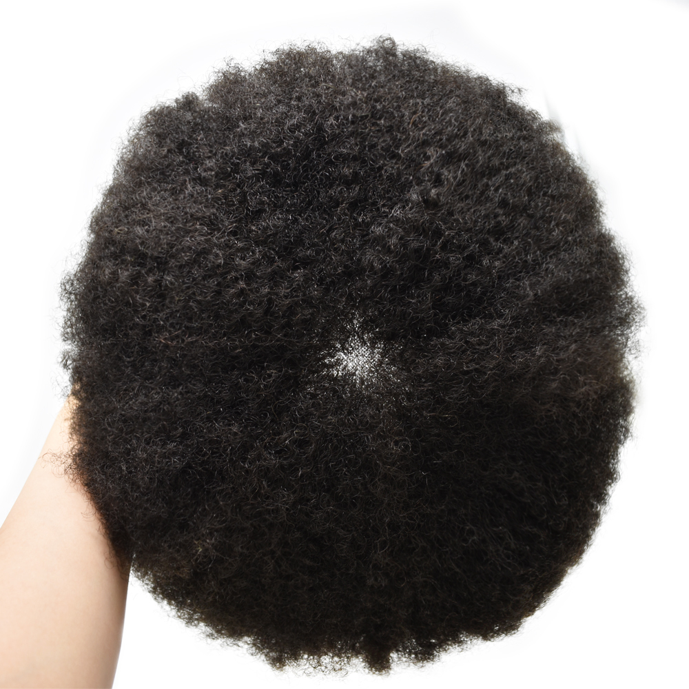 【Goldman Hair】Hair Piece Toupee For Men 100% Virgin Human Hair Replacement Systems Curly Fine Mono Mens Toupee With Clear PU Coated Hair Units For Men