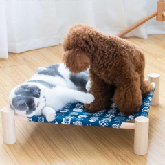 wood & canvas elevated dog & cat bed