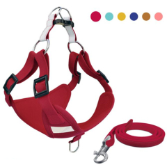 suede fabric dog harness and leash set