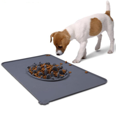 2-in-1 silicon dog slow feeder and food mat