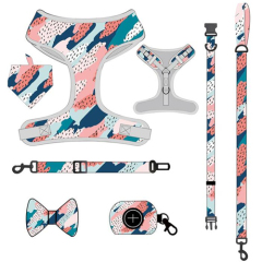 patterned dog harness matching sets in 7 pcs
