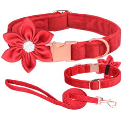 soft velvet dog collar and leash,detachable