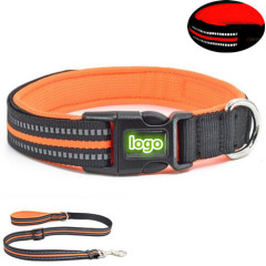 reflective padded dog collar color/logo customized