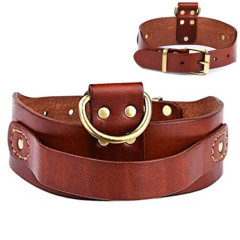 top grain leather dog collar,widen,with grip-handle