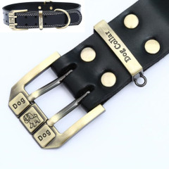 top grain leather dog collar, with ID tag