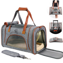 foldable cat & dog carrier, with soft sherpa mattress