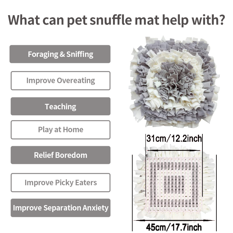 LIVEKEY Dog Snuffle Mat, Feeding Mat for Dogs, Durable Interactive Puzzle Toys for Training Foraging Skills(Gray&White)