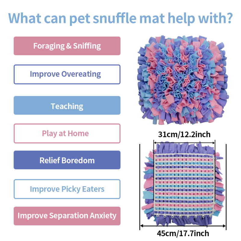 LIVEKEY Dog Snuffle Mat, Feeding Mat for Dogs, Durable Interactive Puzzle Toys for Training Foraging Skills(Pink&Purple&Blue)