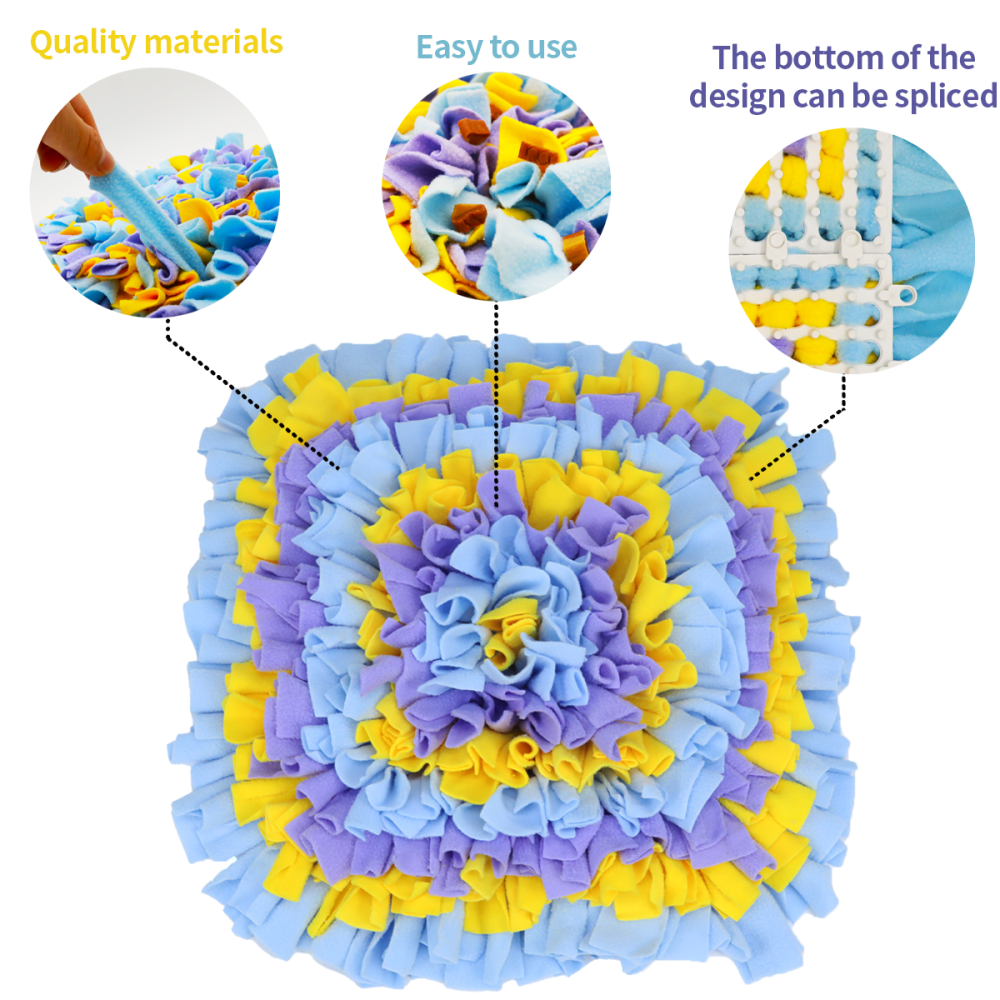 LIVEKEY Dog Snuffle Mat, Feeding Mat for Dogs, Durable Interactive Puzzle Toys for Training Foraging Skills(Yellow&Blue&Purple)