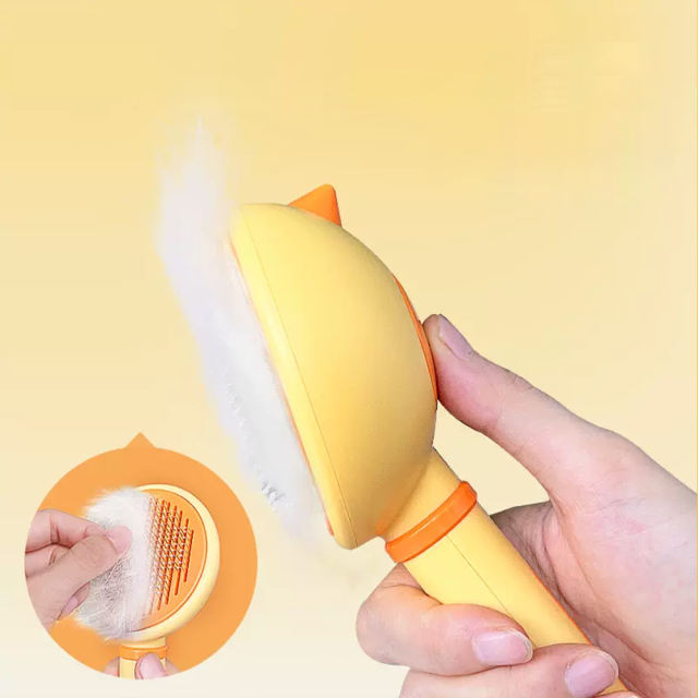 Pet Hair Removal Comb, Yellow Cat Hair Remover Brush For Kitten And Dog, Pet Grooming Supplies
