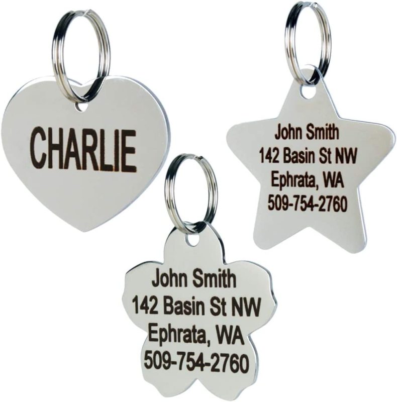 Stainless Steel Personalized Dog Tag for Pets - Engraved Dog Name Tag - Slide On Cat ID Tags