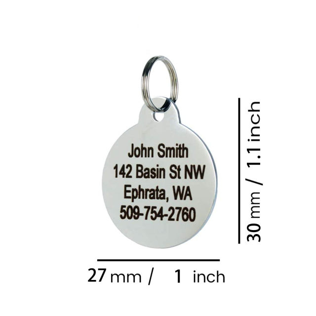 Stainless Steel Personalized Dog Tag for Pets - Engraved Dog Name Tag - Slide On Cat ID Tags