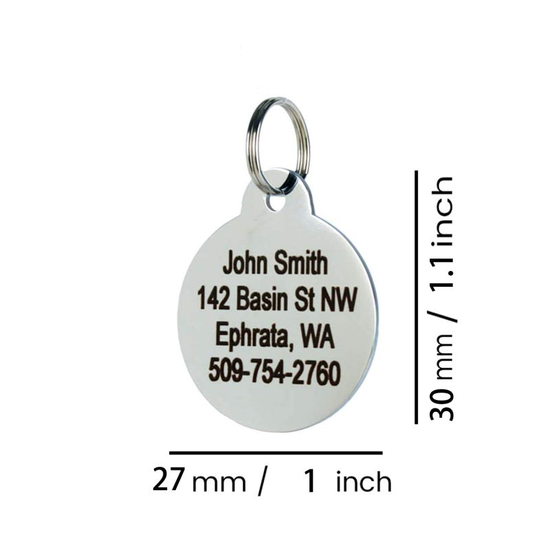 Stainless Steel Personalized Dog Tag for Pets - Engraved Dog Name Tag - Slide On Cat ID Tags