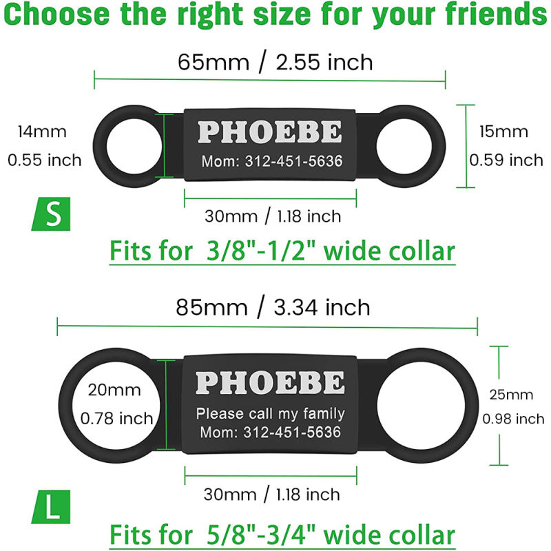 Personalized Dog Tag for Pets - Engraved Dog Name Tag - Slide On Cat ID Tags