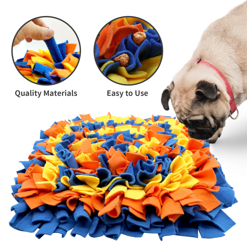 LIVEKEY Pet Snuffle Mat for Dogs, Dog Feeding Mat, Nosework Training Mats for Foraging Instinct Interactive Puzzle Toys (Blue&Orange&Yellow)