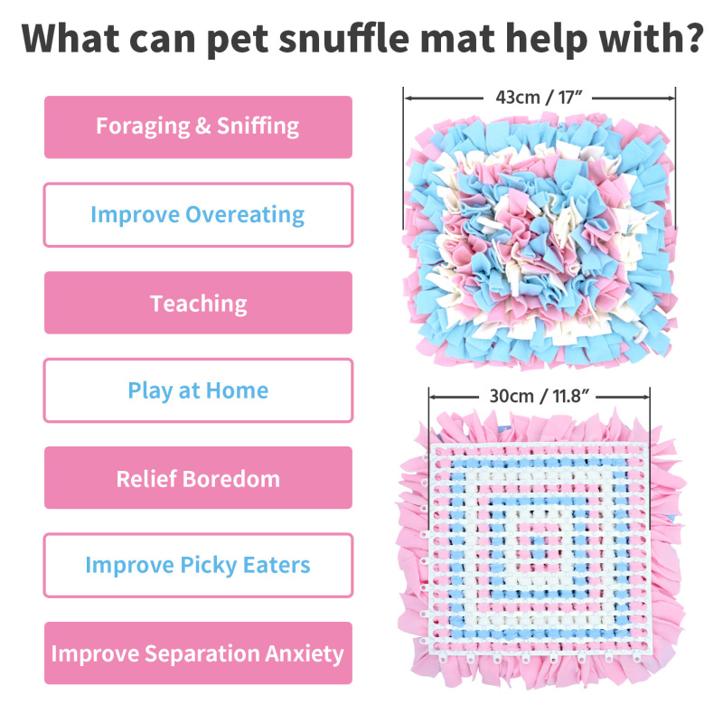 LIVEKEY Pet Snuffle Mat for Dogs, Dog Feeding Mat, Nosework Training Mats for Foraging Instinct Interactive Puzzle Toys (Pink&amp;SkyBlue&amp;White)