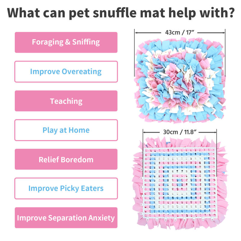 LIVEKEY Pet Snuffle Mat for Dogs, Dog Feeding Mat, Nosework Training Mats for Foraging Instinct Interactive Puzzle Toys (Pink&amp;SkyBlue&amp;White)