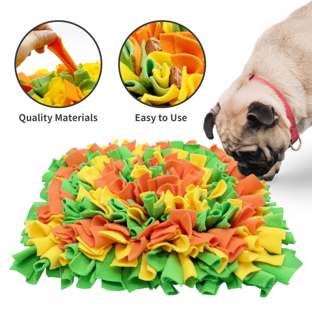 LIVEKEY Pet Snuffle Mat for Dogs, Dog Feeding Mat, Nosework Training Mats for Foraging Instinct Interactive Puzzle Toys (Orange&Green&Yellow)