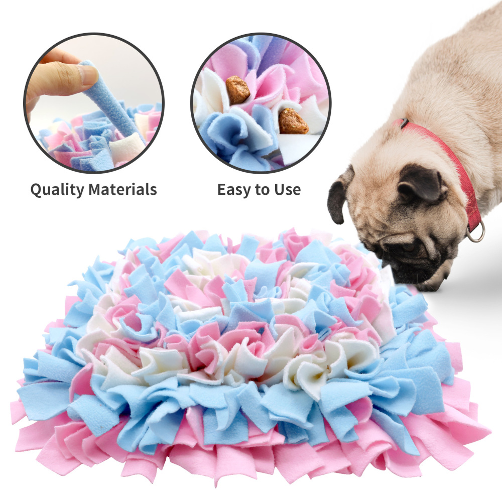 LIVEKEY Pet Snuffle Mat for Dogs, Dog Feeding Mat, Nosework Training Mats for Foraging Instinct Interactive Puzzle Toys (Pink&SkyBlue&White)
