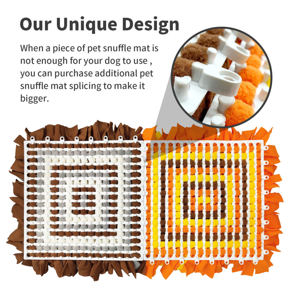 LIVEKEY Pet Snuffle Mat for Dogs, Dog Feeding Mat, Nosework Training Mats for Foraging Instinct Interactive Puzzle Toys (Brown&Gray&White)