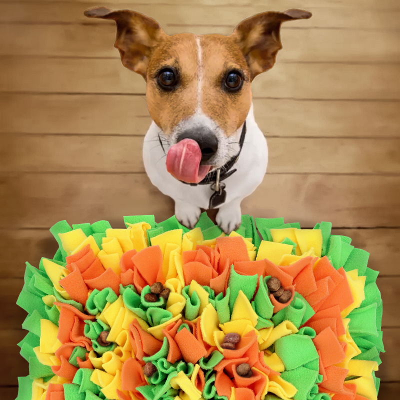 LIVEKEY Pet Snuffle Mat for Dogs, Dog Feeding Mat, Nosework Training Mats for Foraging Instinct Interactive Puzzle Toys (Orange&amp;Green&amp;Yellow)