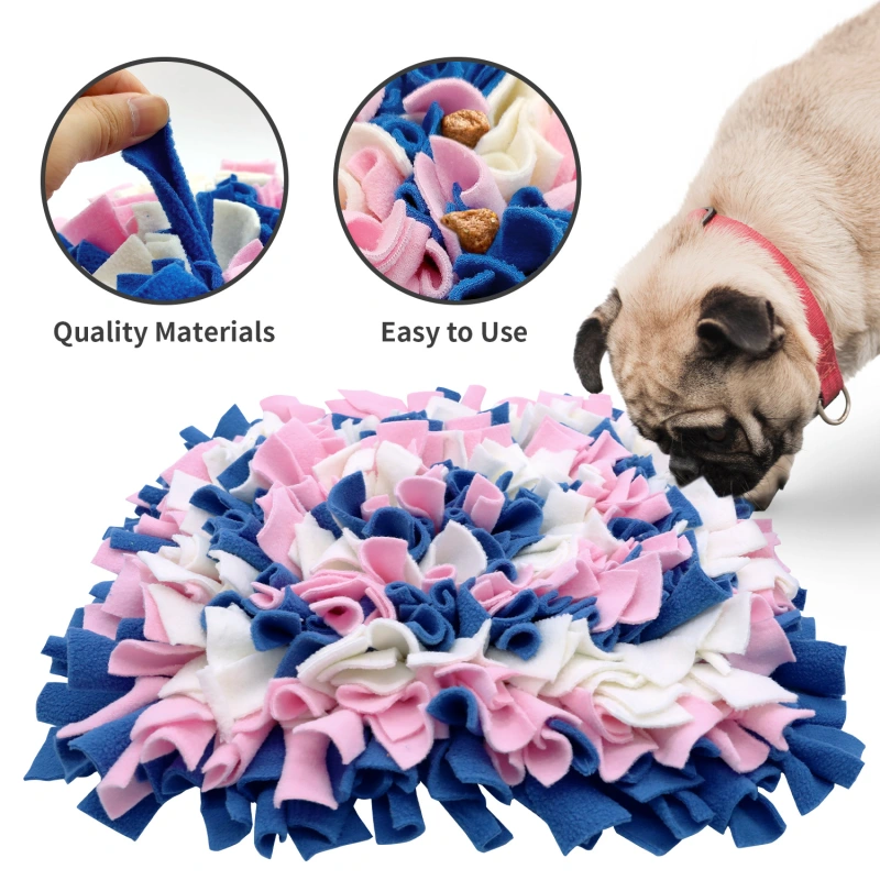 LIVEKEY Pet Snuffle Mat for Dogs, Dog Feeding Mat, Nosework Training Mats for Foraging Instinct Interactive Puzzle Toys (Blue&Pink&White)