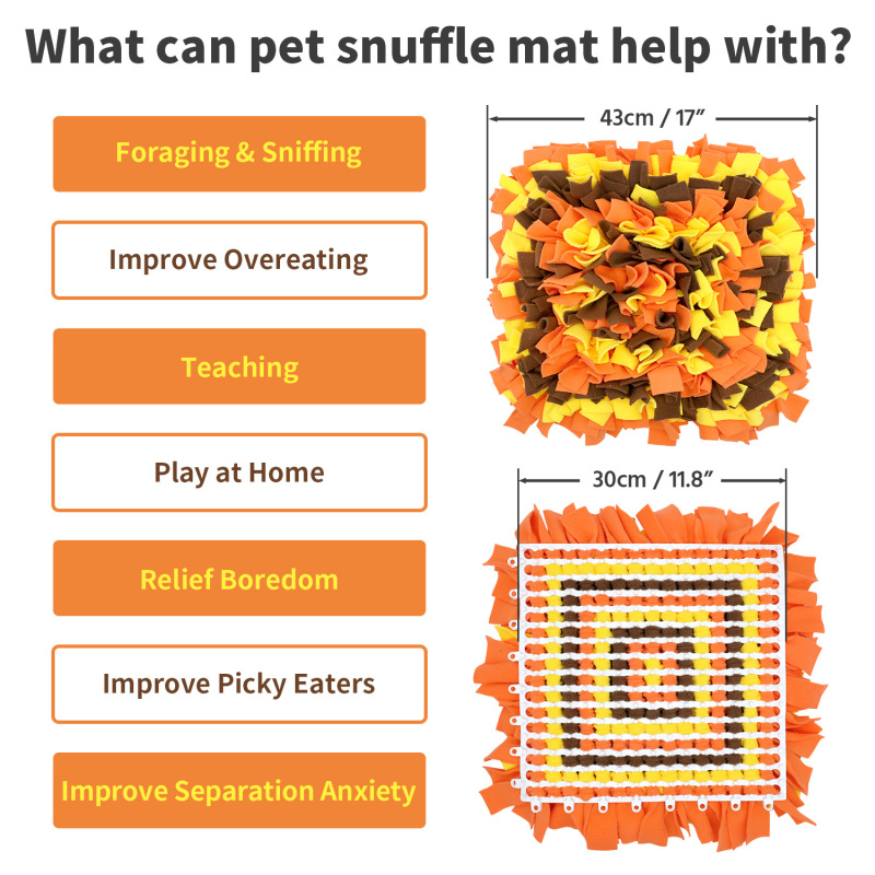 LIVEKEY Pet Snuffle Mat for Dogs, Dog Feeding Mat, Nosework Training Mats for Foraging Instinct Interactive Puzzle Toys (Orange&amp;Yellow&amp;Brown)