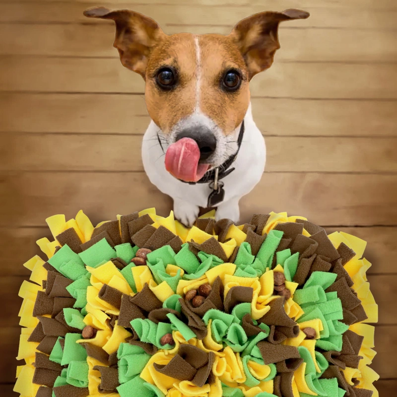 LIVEKEY Pet Snuffle Mat for Dogs, Dog Feeding Mat, Nosework Training Mats for Foraging Instinct Interactive Puzzle Toys (Yellow&Brown&Green)