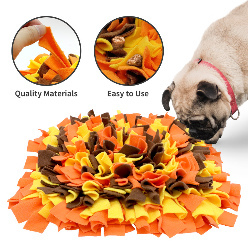 LIVEKEY Pet Snuffle Mat for Dogs, Dog Feeding Mat, Nosework Training Mats for Foraging Instinct Interactive Puzzle Toys (Orange&amp;Yellow&amp;Brown)