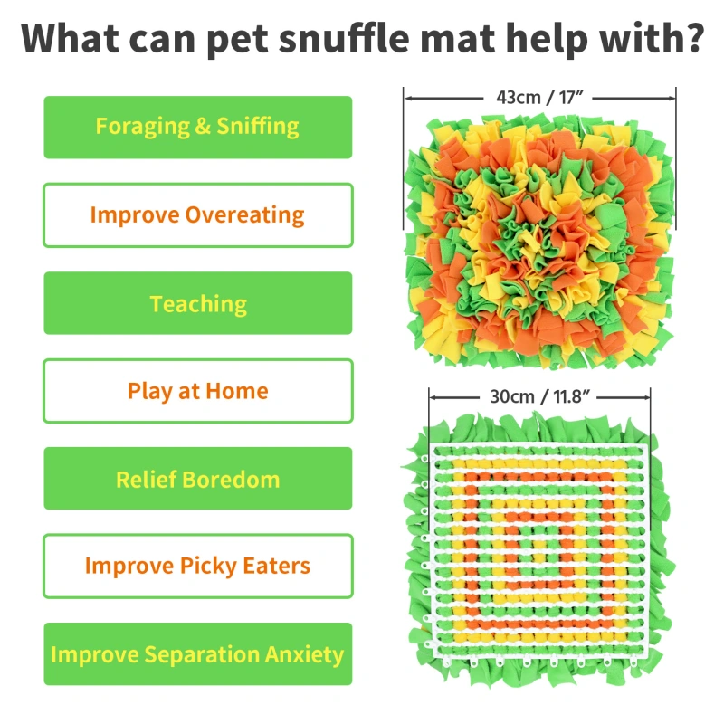 LIVEKEY Pet Snuffle Mat for Dogs, Dog Feeding Mat, Nosework Training Mats for Foraging Instinct Interactive Puzzle Toys (Orange&Green&Yellow)
