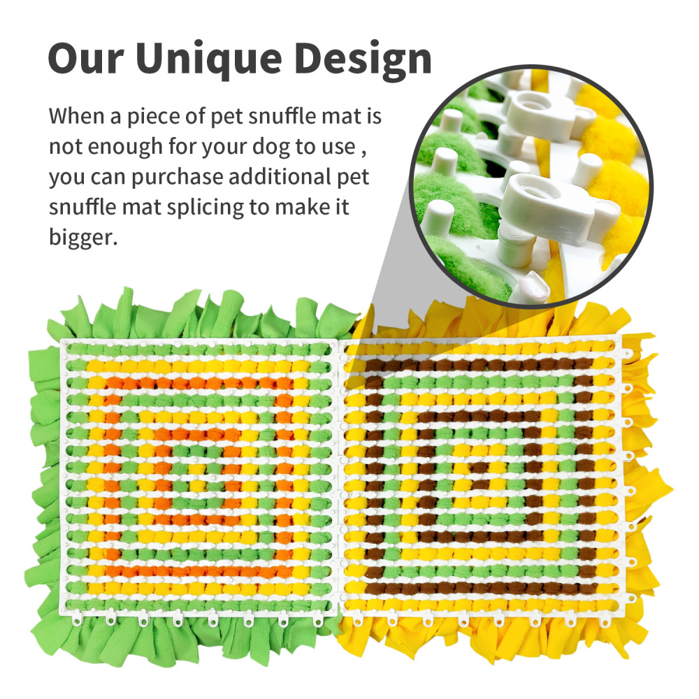 LIVEKEY Pet Snuffle Mat for Dogs, Dog Feeding Mat, Nosework Training Mats for Foraging Instinct Interactive Puzzle Toys (Orange&Green&Yellow)