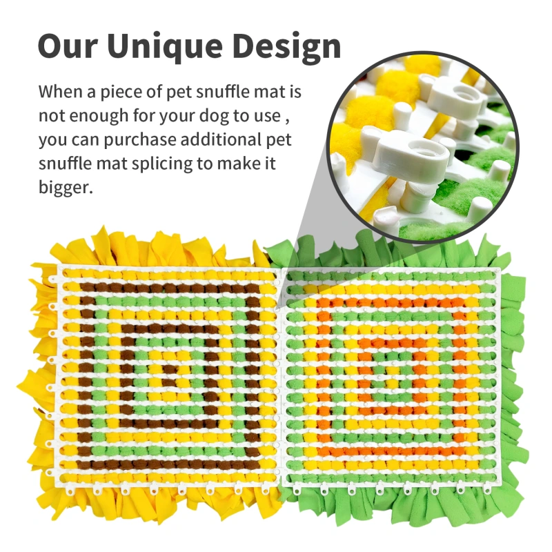 LIVEKEY Pet Snuffle Mat for Dogs, Dog Feeding Mat, Nosework Training Mats for Foraging Instinct Interactive Puzzle Toys (Yellow&Brown&Green)